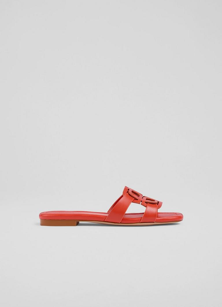 Casper Orange Leather Flats