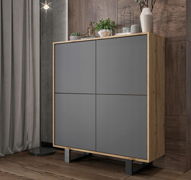 Komoda Loft szafka RTV Wotan Grafit MAT 113 cm