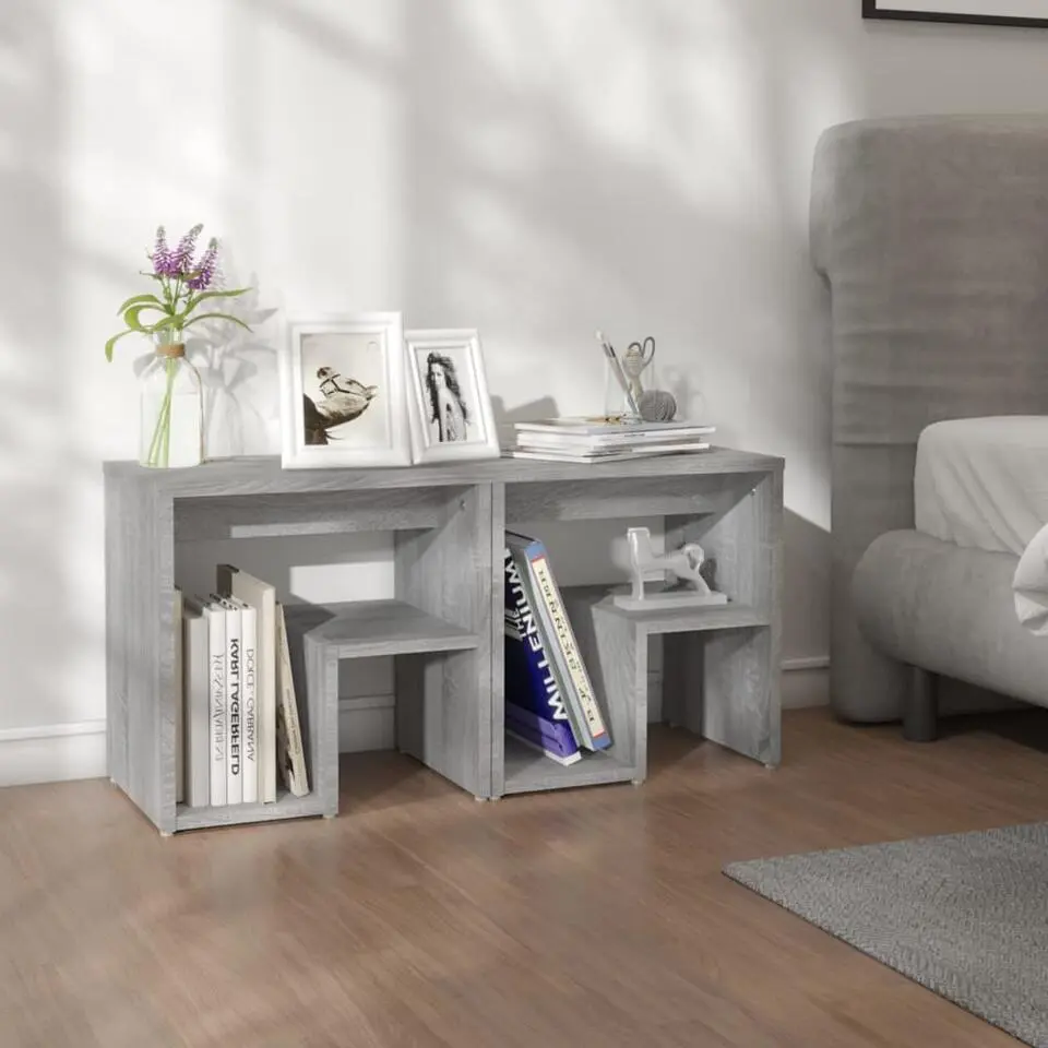 vidaXL - Nachtkastjes - Grijs sonoma eiken - Hout - 40 x 30 x 40 cm - 2 stuks