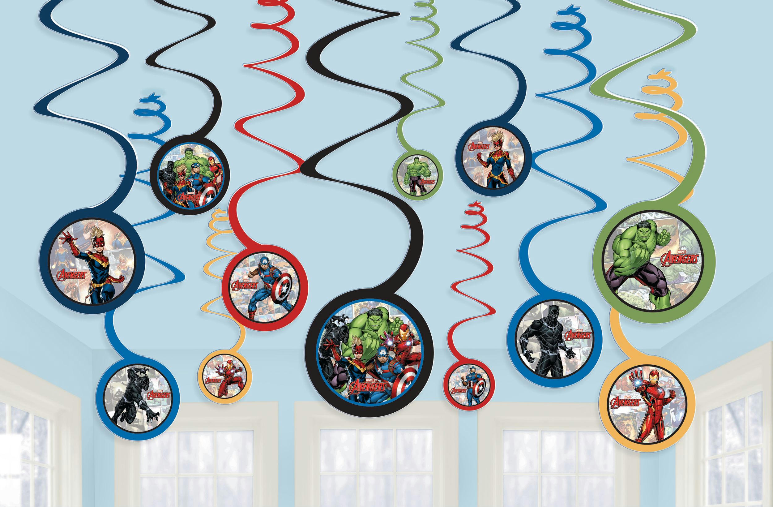 Marvel Powers Unite Hanging Swirl Birthday Party Decorations, 12-pc
