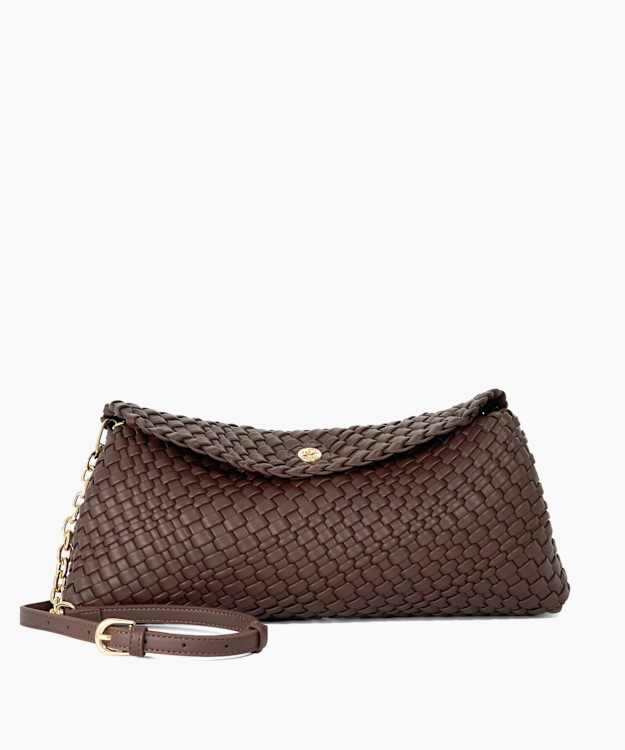 Encourage Brown - Woven Clutch With Cross Body Strap Bag