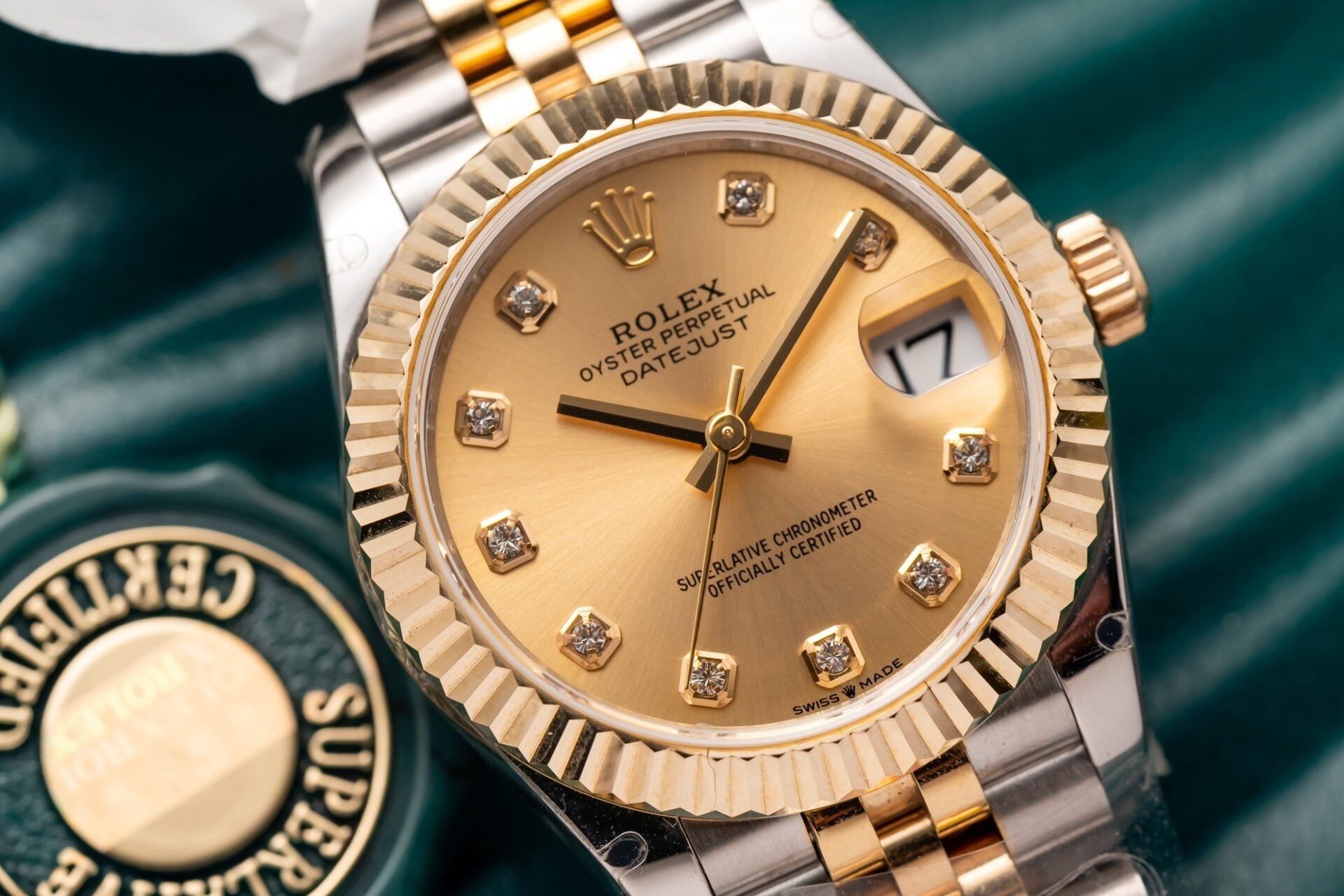 Rolex Datejust SS/YG Plated Gold Dial CZ Diamonds 31mm Jub Super Clone