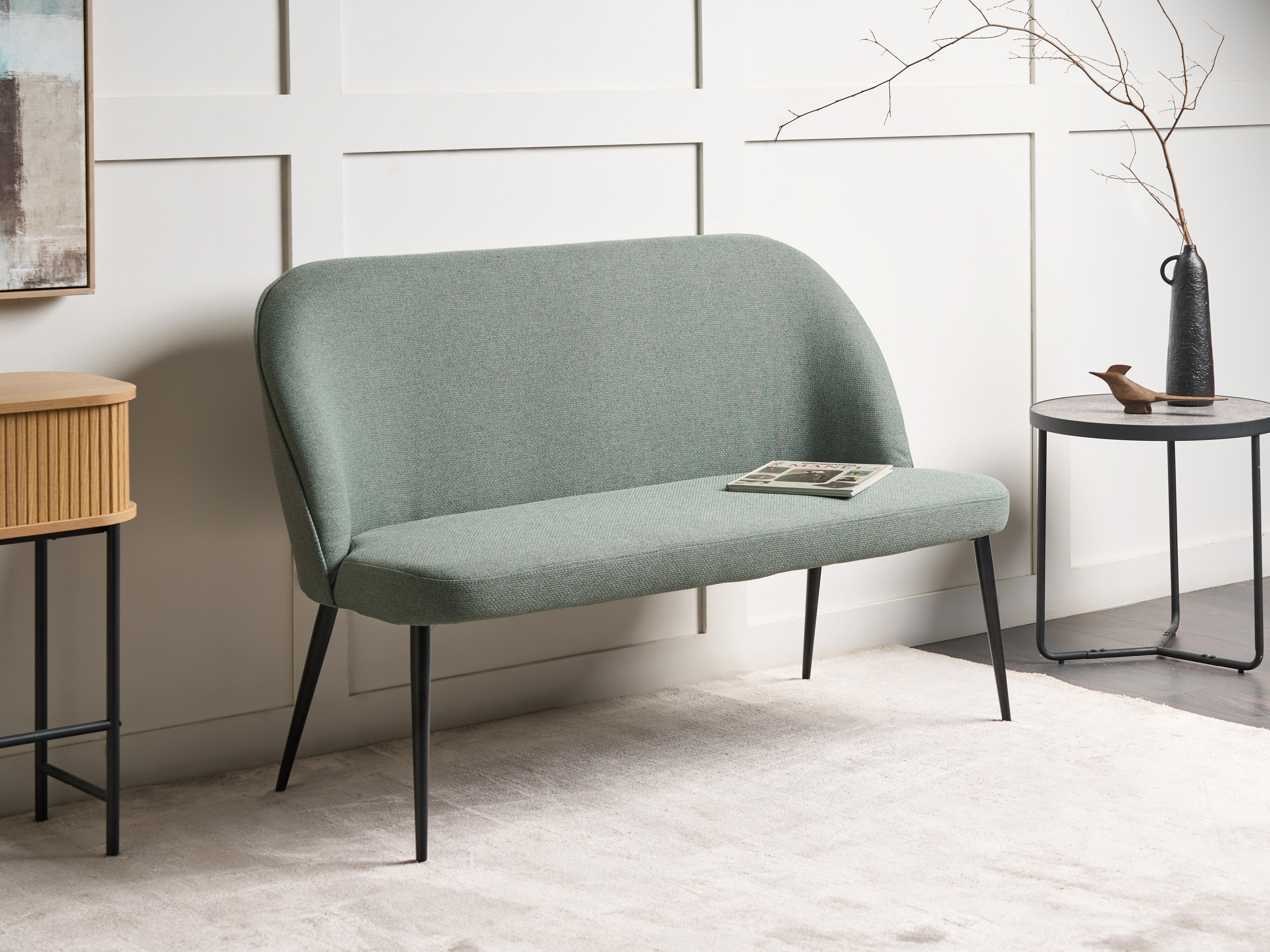 Dining Bench 2 Seater OSBY Fabric Light Green