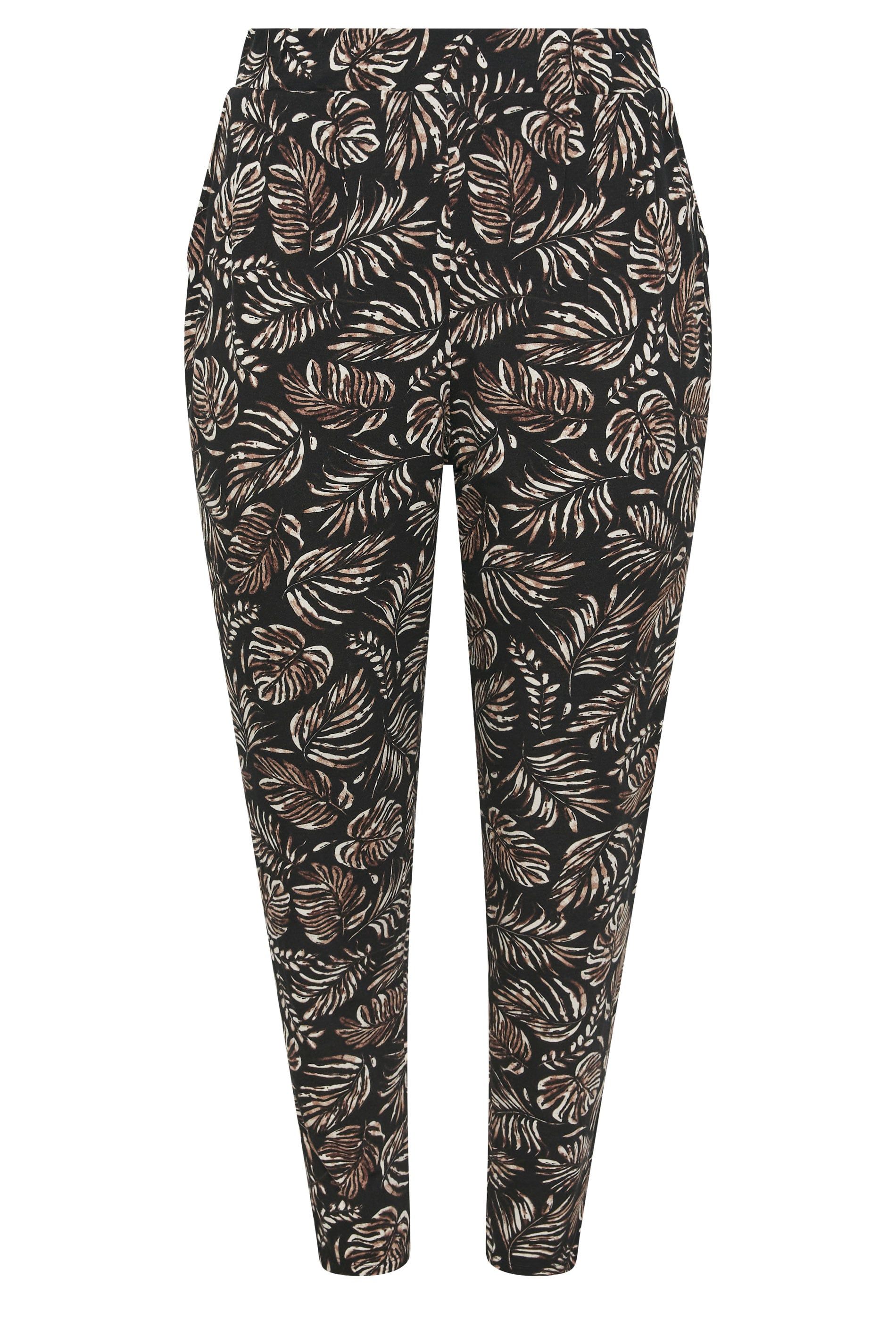 Yours Leaf Print Double Pleat Harem Trousers