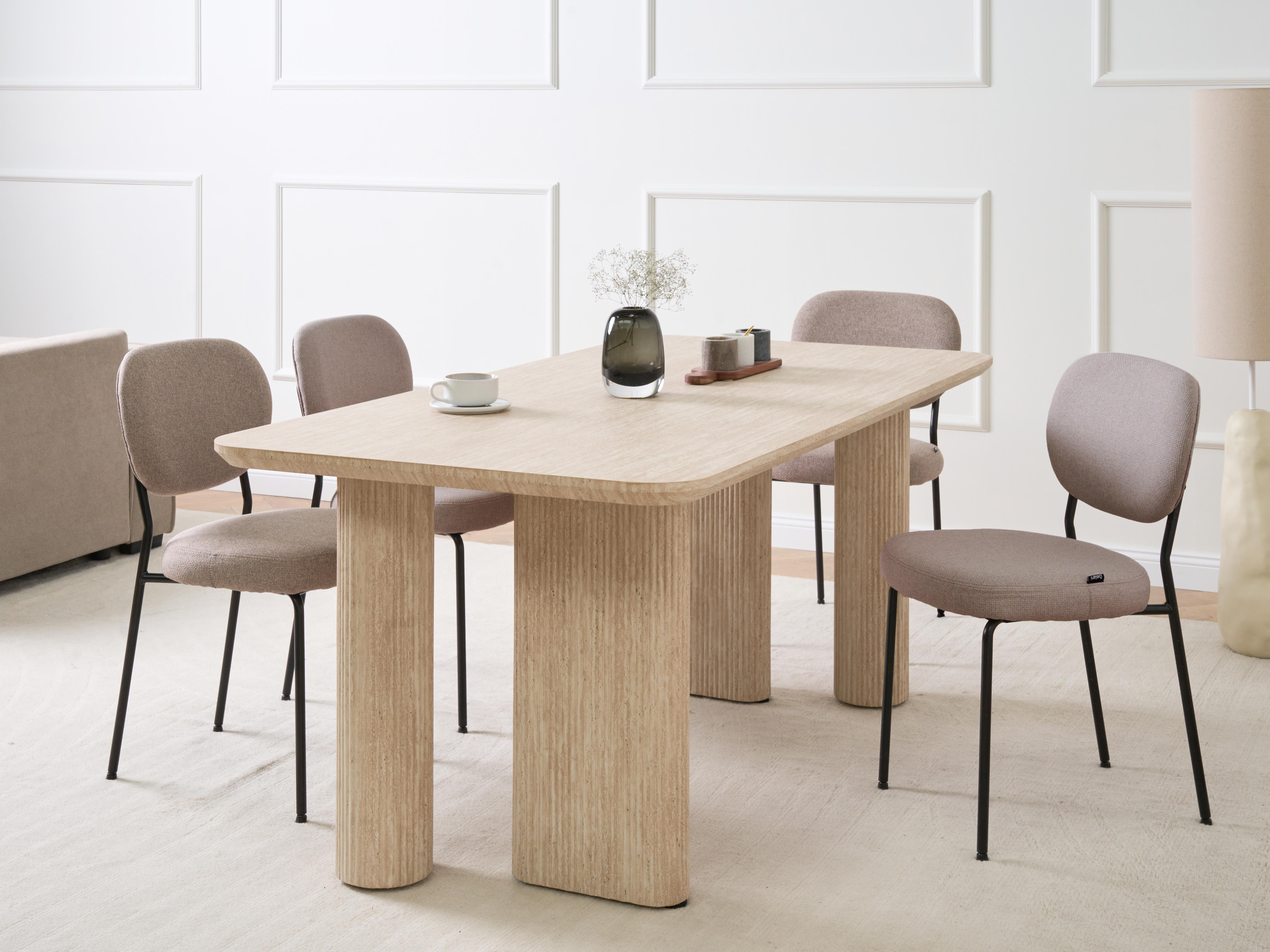 Dining Table BARROY Travertine Effect 180 cm 90 cm