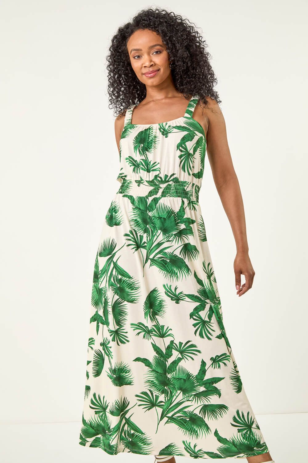 Roman Petite Tropical Strappy Midi Dress
