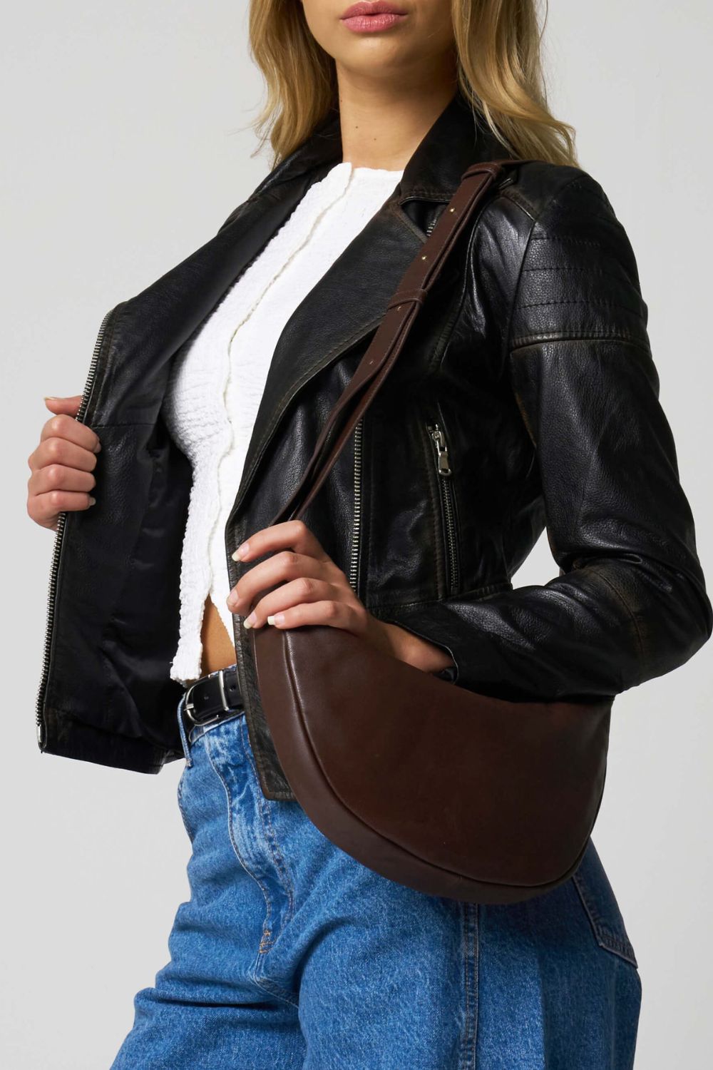 Barneys Originals Brown Leather Crossbody Bag
