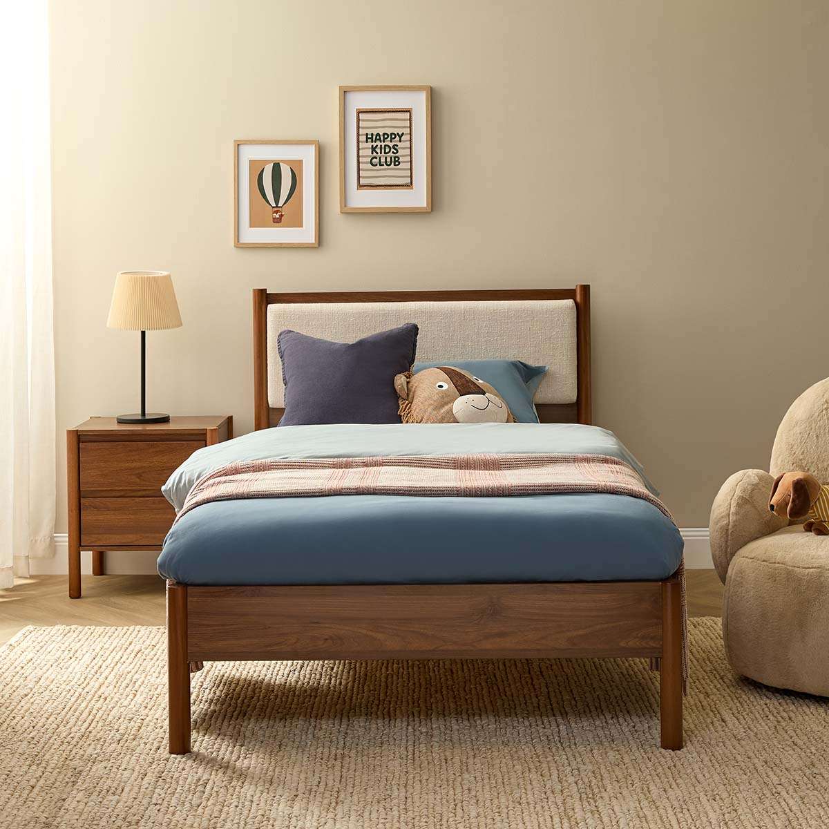 Blair Double Bed + Mattresses Bundle - Walnut