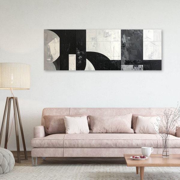 Obraz do salonu sypialni biura loftu, Geometryczna abstrakcja czarno 90x30