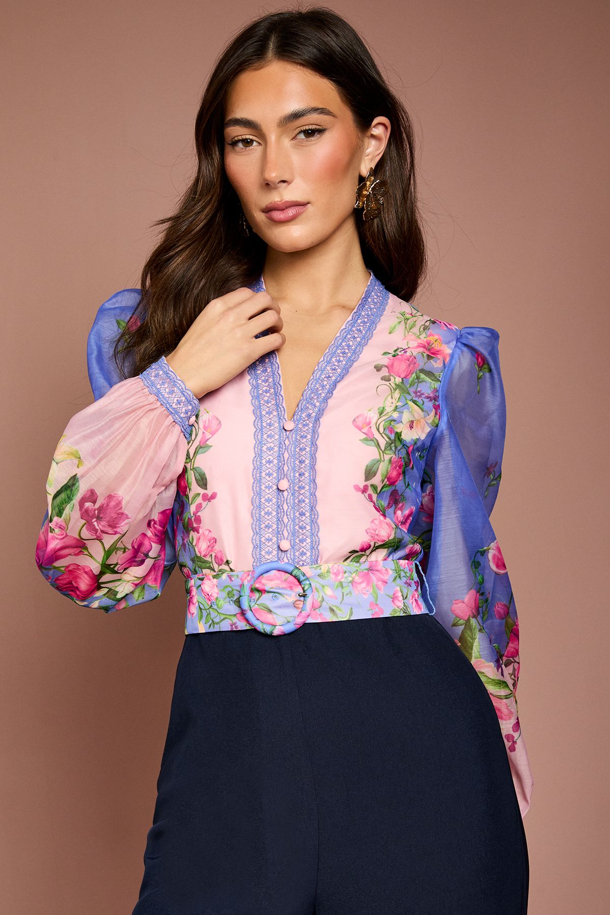 Coast Placement Print Organza Jumpsuit