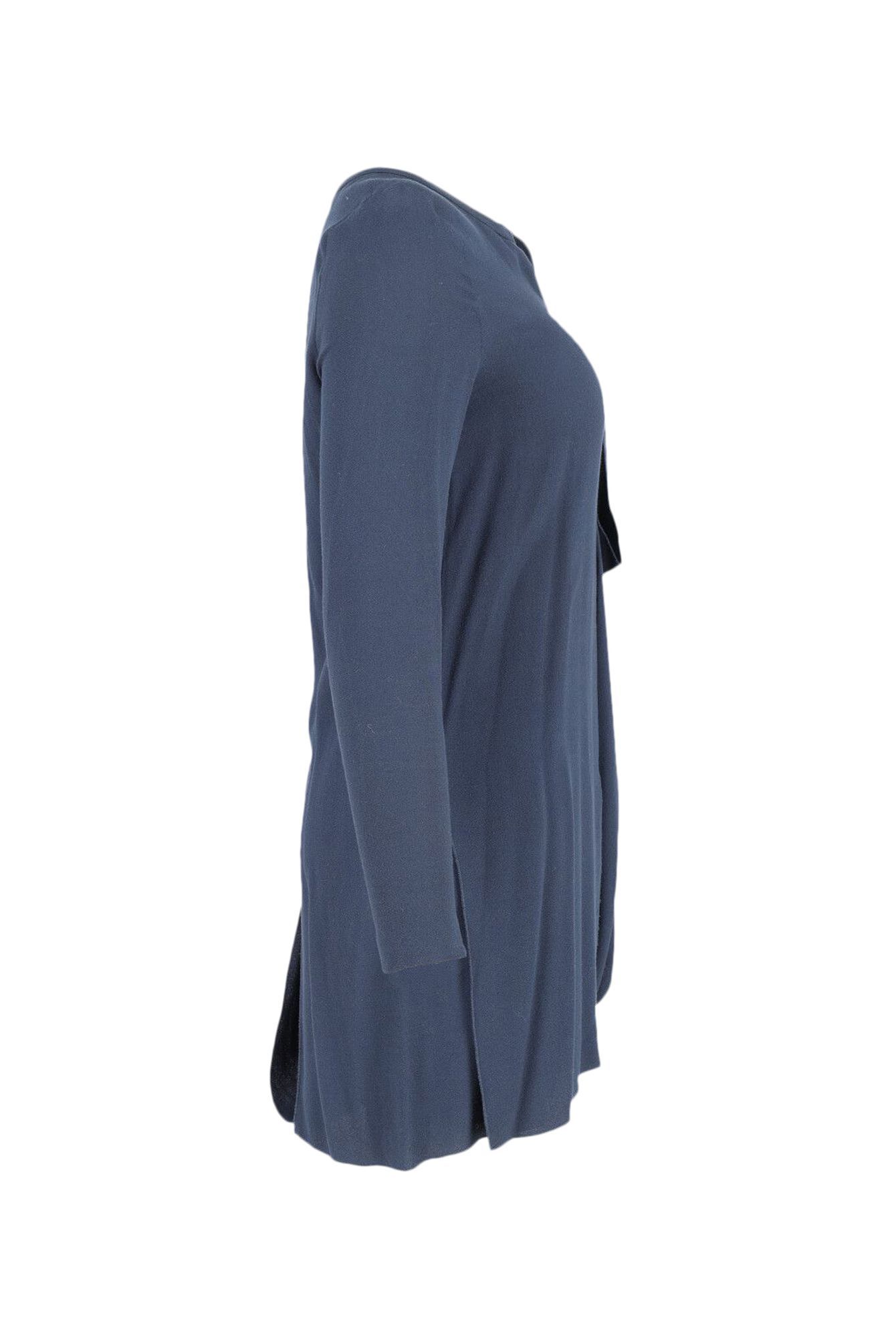 Acne Studios Preloved Long Sleeve Asymmetric Mini Dress in Navy Blue Viscose