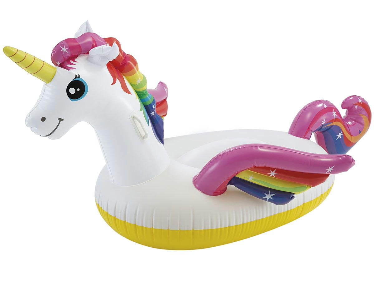 - Licorne gonflable en vinyle blanc