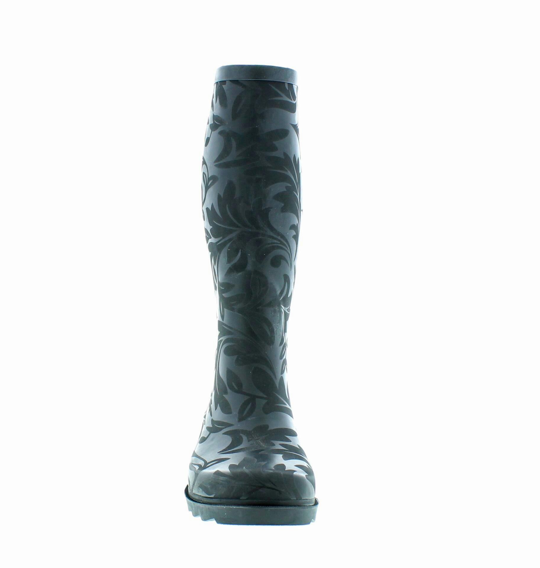 Outbound Women's Flora Waterproof Patterned Rubber Rain Boots, Black