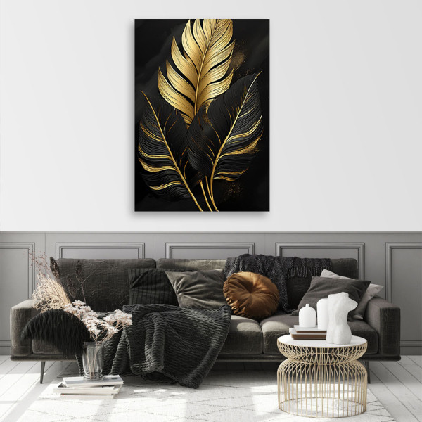 Feeby Obraz na płótnie, Złote Liście Palmy Glamour 40x60