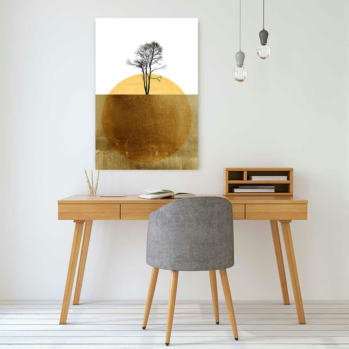 - Tableau abstrait Golden ocean imprimé sur toile 60x90cm