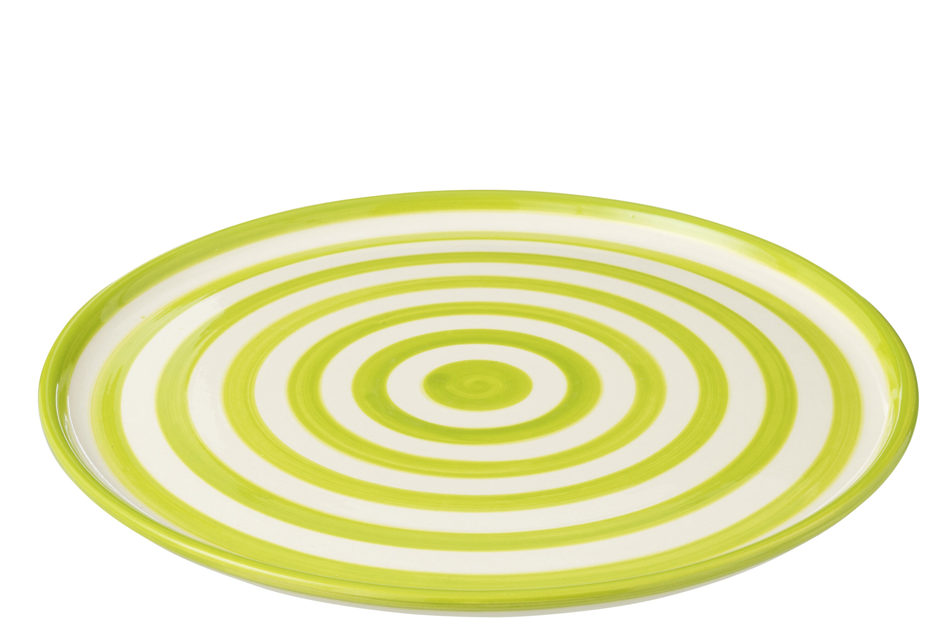 J-Line bord Granada Stripes - keramiek - wit/groen