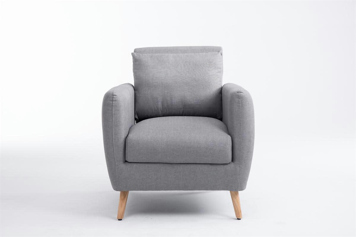 TILGRAD - Fauteuil avec pieds en bois et accoudoirs en tissu Gris