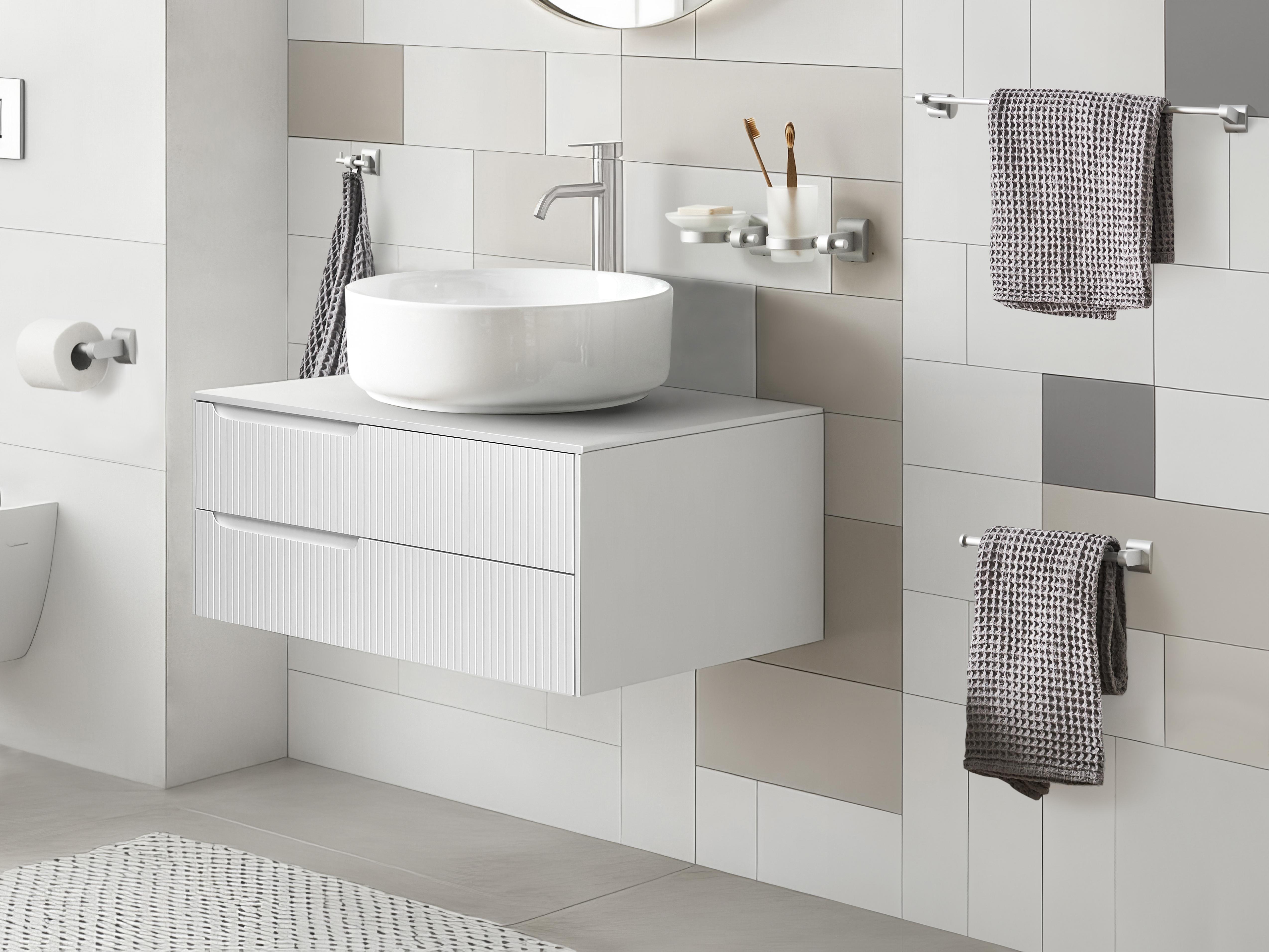 6-Piece Bathroom Hardware Set TALARA with Towel Bars and Hooks Silver