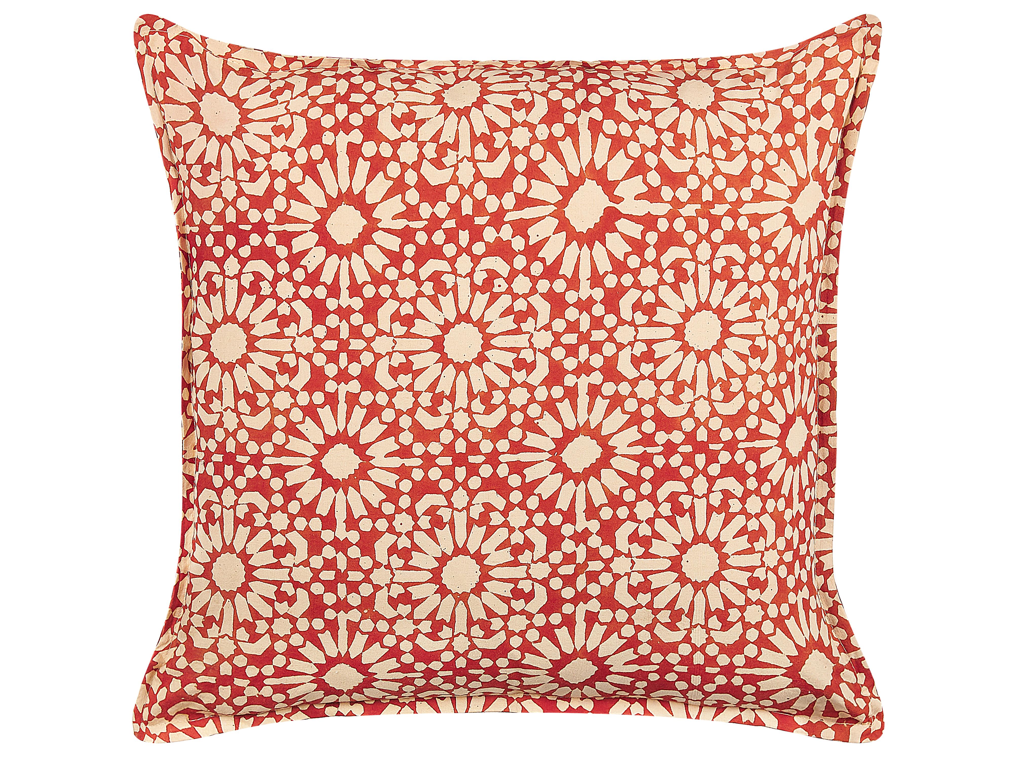 Throw Cushion CEIBA Cotton 45 x 45 cm Red Geometric Pattern