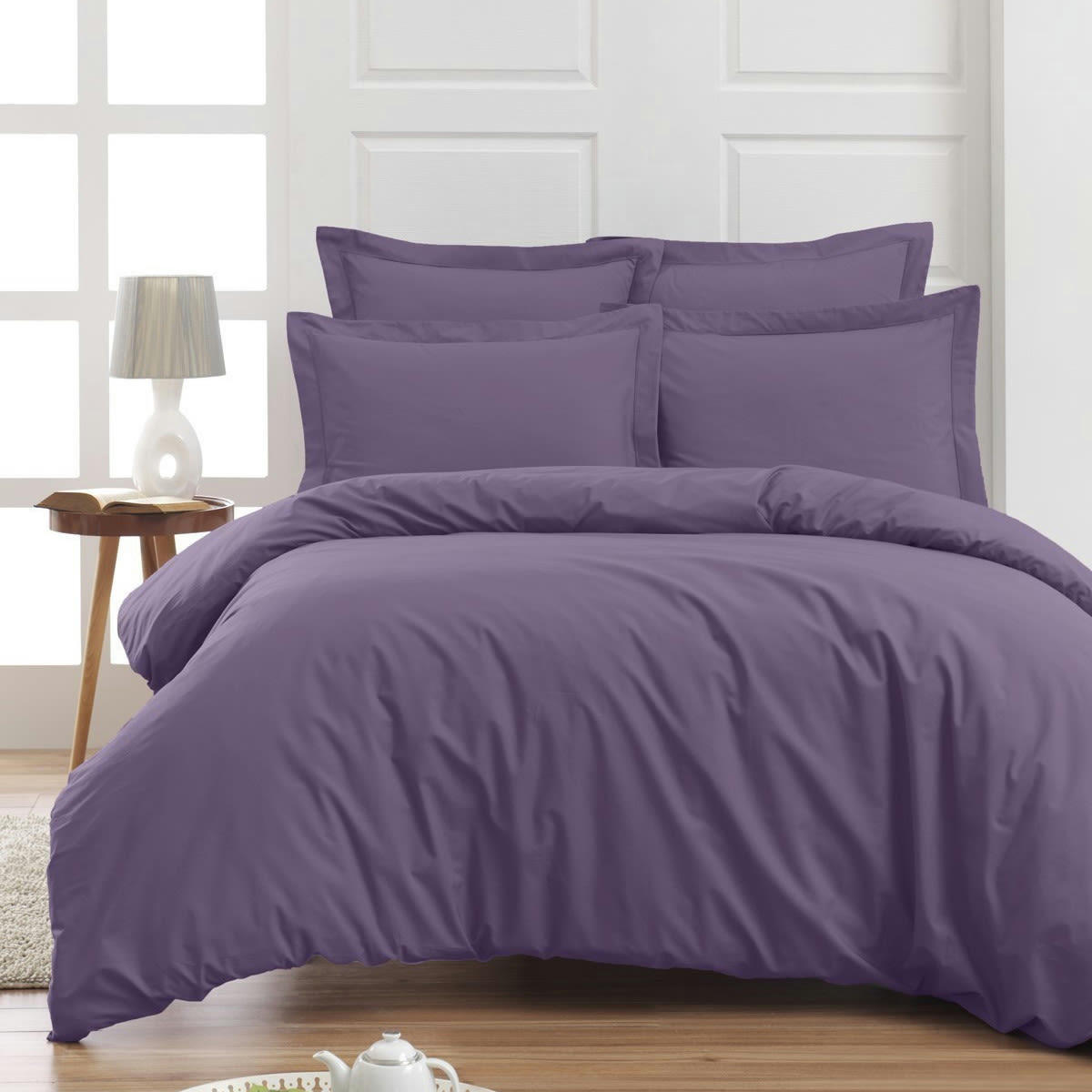 SOFT PERCALE - Drap plat en percale de coton  pourpre 240x300 cm