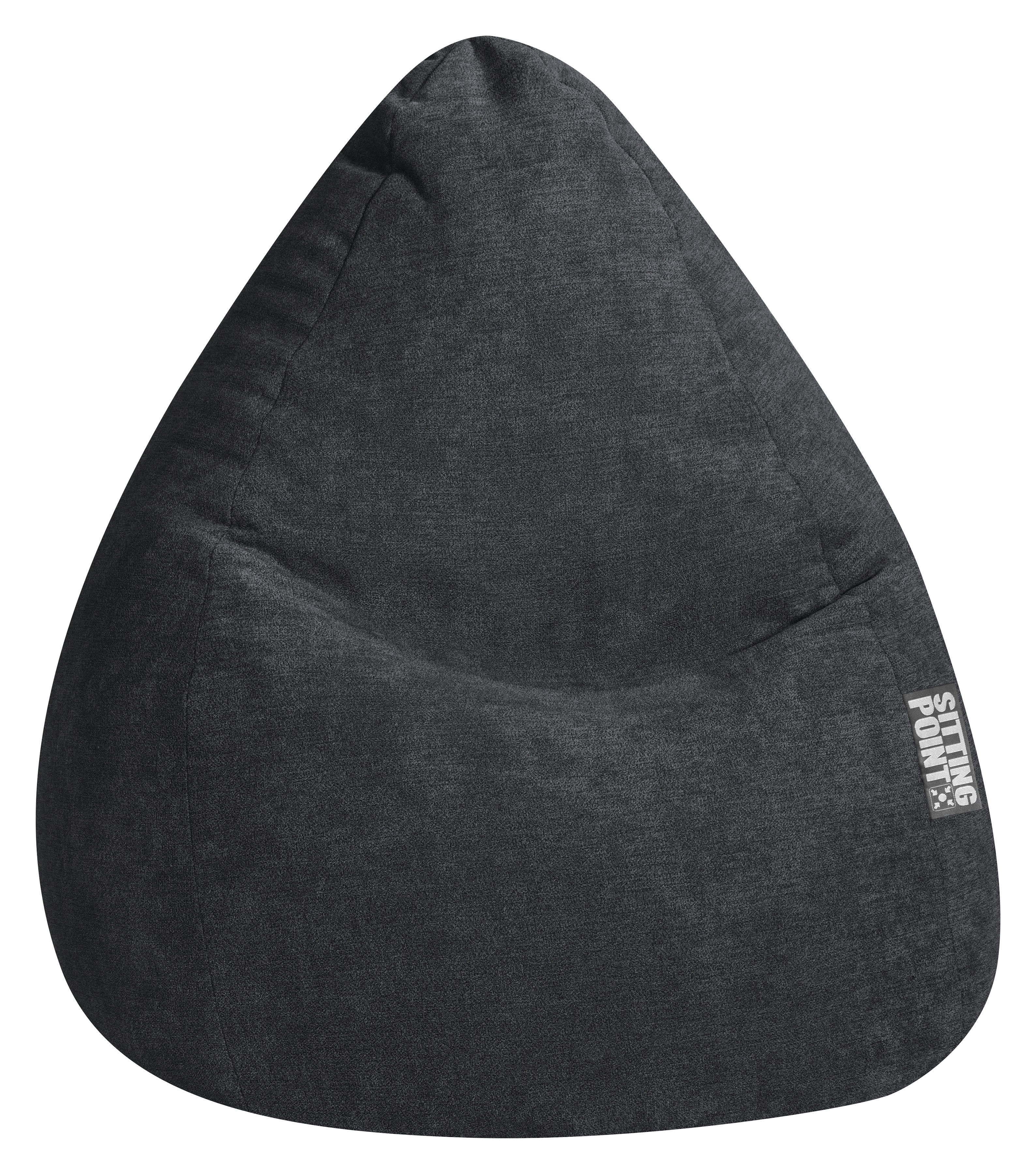 SITTING POINT - Pouf poire XXL d'intérieur velours ras noir 80x130