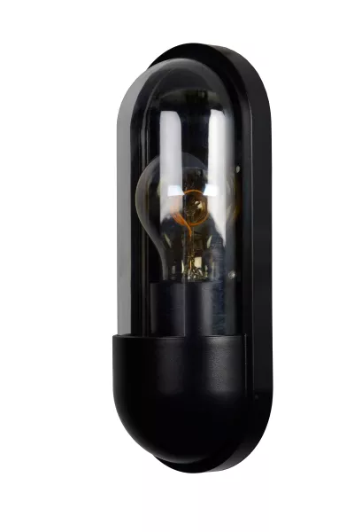Kinkiet zewnętrznyczarno-przezroczysty CAPSULE 1xE27x40W IP65 Lucide