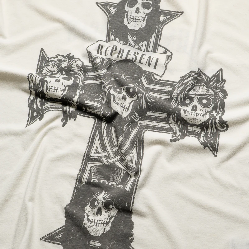 Guns N' Roses x Represent Cross Tee - Washed Ecru