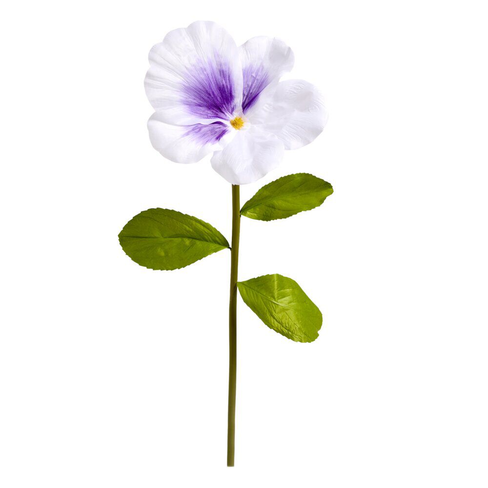 Fleur artificielle pensée blanc et violet XL 1 tige Ø45xH130cm