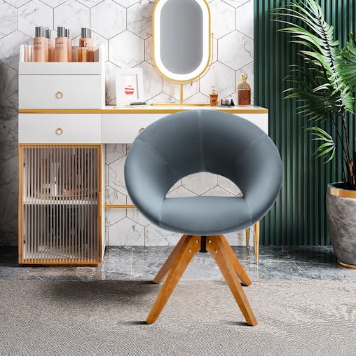 NNECW Mid Century Swivel Accent Chair with Oversized Upholstered Seat for Living Room/Office/ Bedroom-Grey