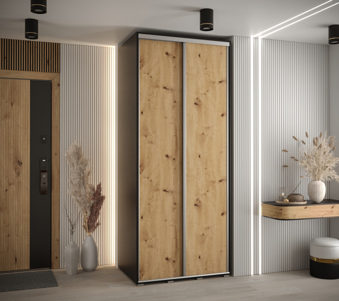 Szafa przesuwna 60 wysoka Davos 1 100 czarny artisan srebrny