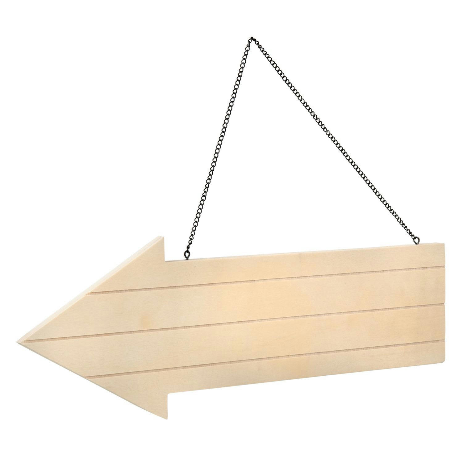- Flèche en bois et chaîne en métal à suspendre - 39 x 14,5 cm