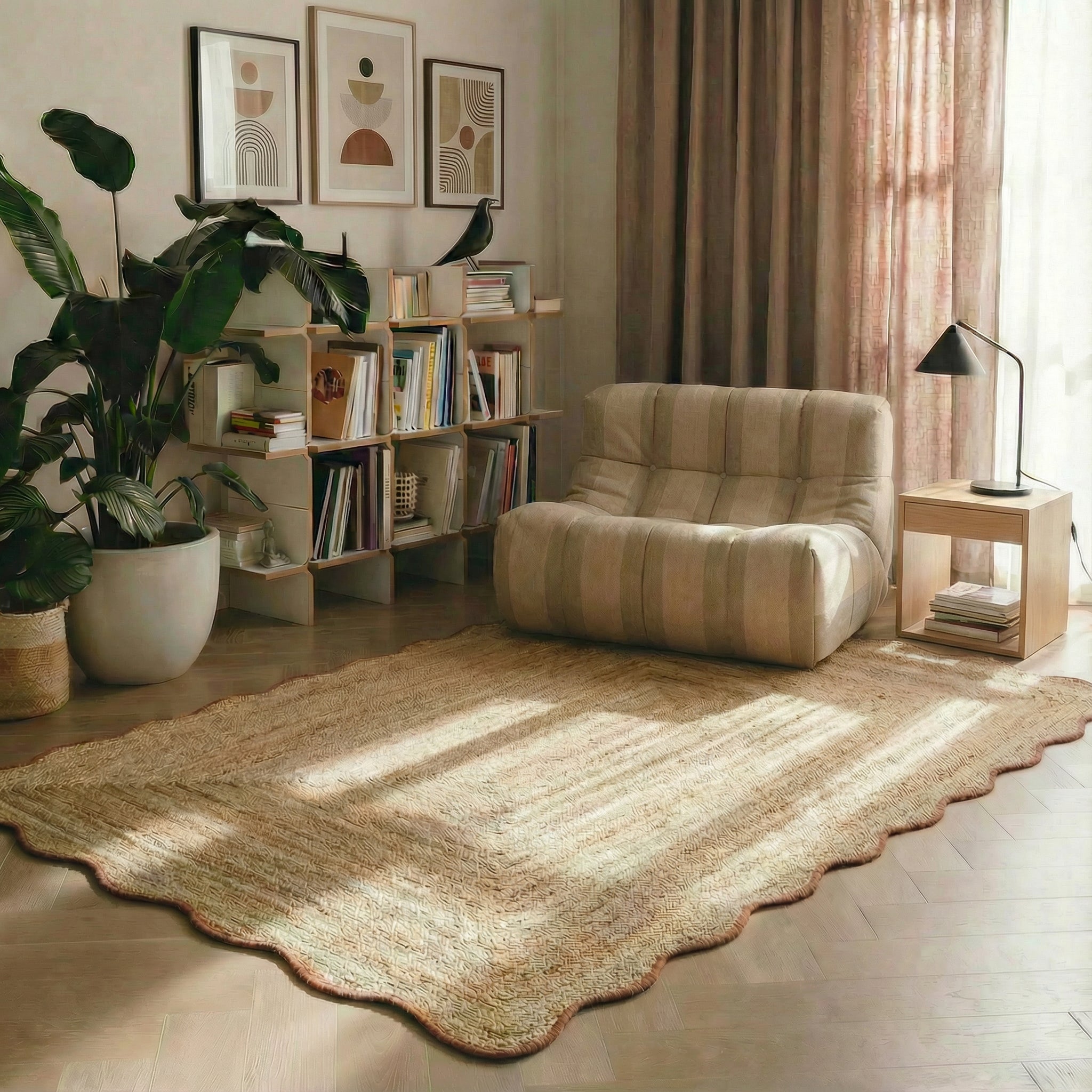 Mrcarpet Jute vloerkleed wafelstructuur naturel roest 160x230cm