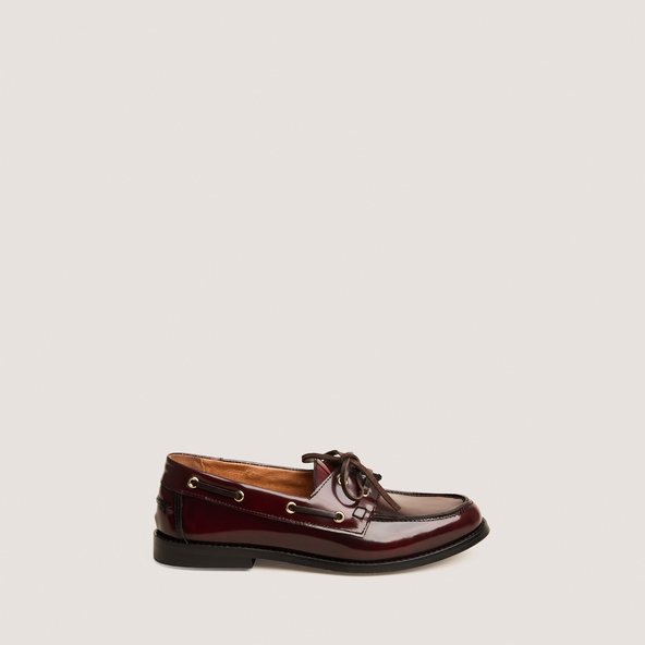 Mocassins à lacetsen cuir glacé bordeaux | AULGA