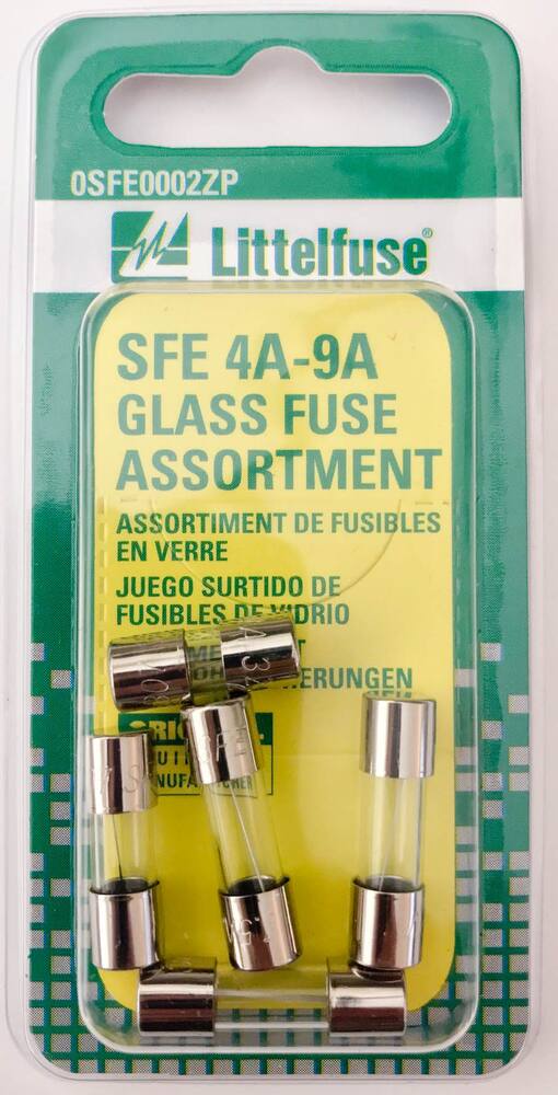 Littelfuse SFE 4A-9A Glass Fuse Assortment, 5-pk
