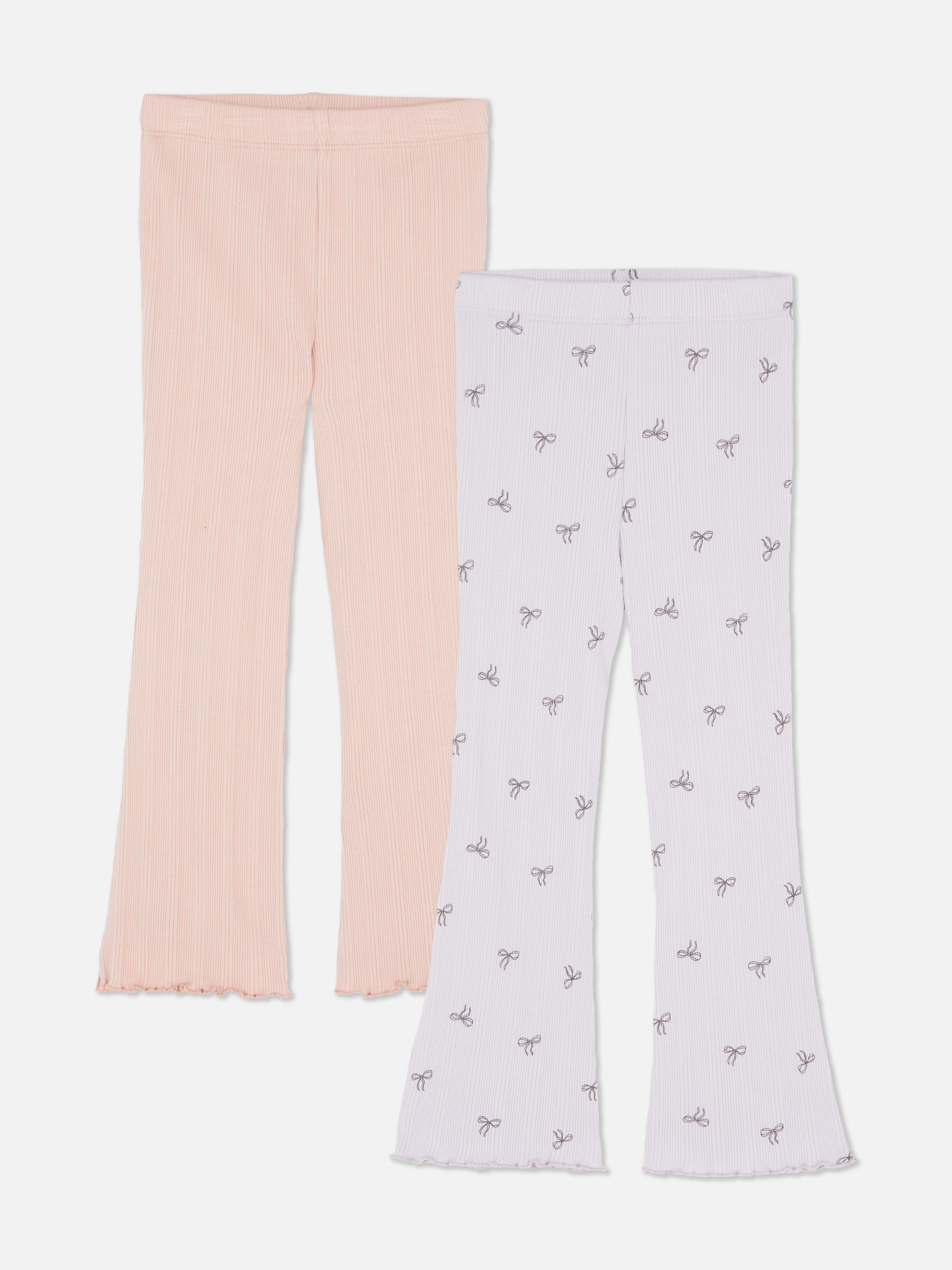 1.5-8yrs | 2pk Ribbed Lettuce Trim Flare Leggings