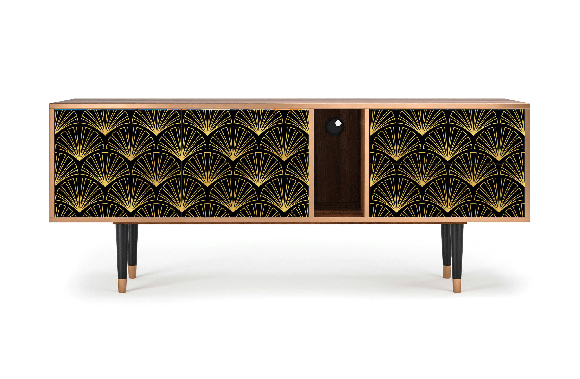 BIRD OF JUNO - Meuble TV  noir 2 tiroirs et 2 portes L 170 cm