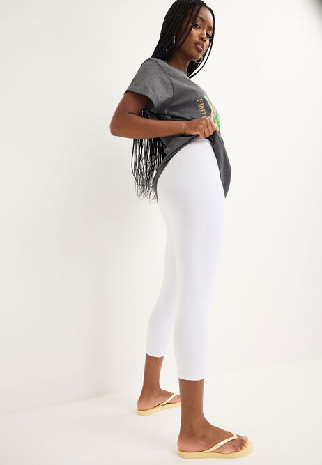 Womens White Cropped Leggings