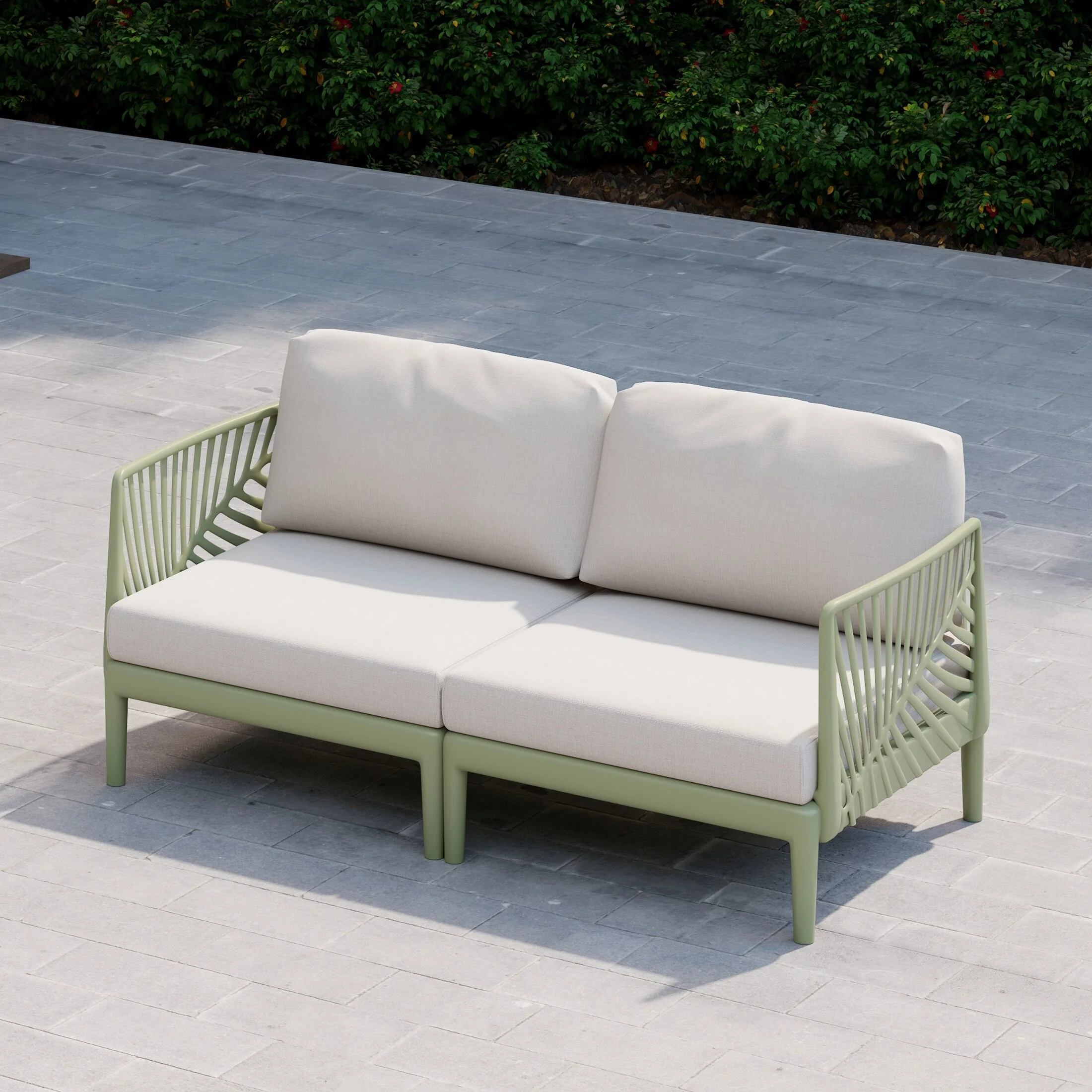 Frond and Form Outdoor Patio Love Seat with Cushions