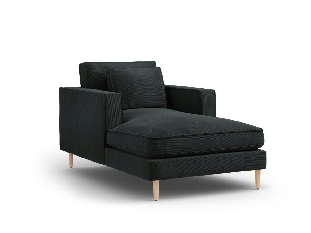 ALEXIS - Méridienne 1 place en tissu structuré noir