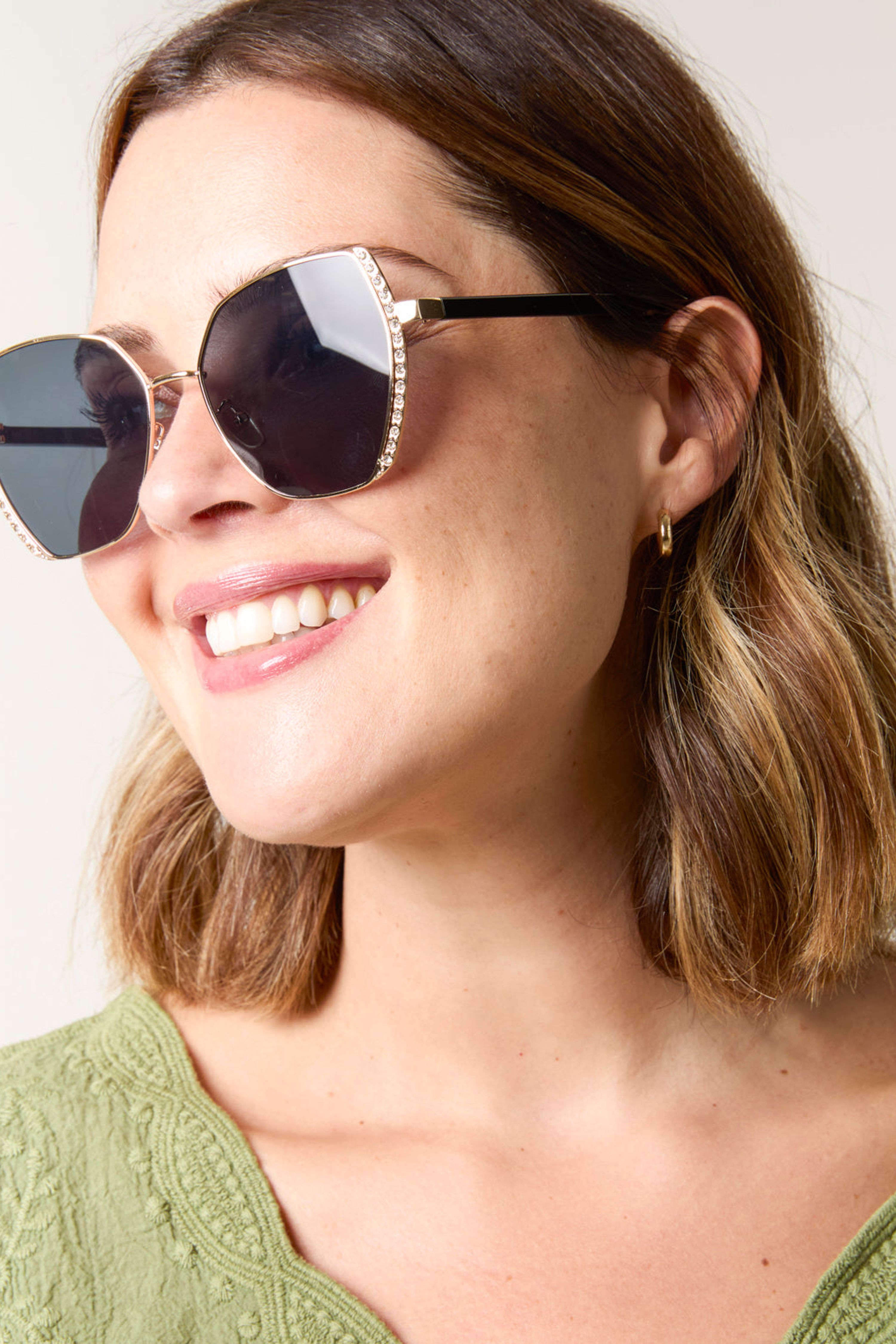 Blue Vanilla Gold Side Frame Oversized Sunglasses