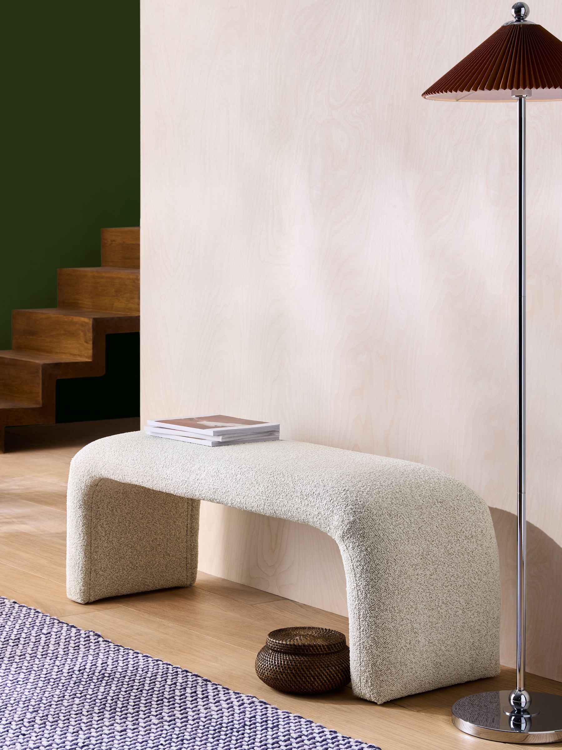 Beryl Bench in Off White Soft Touch Boucle