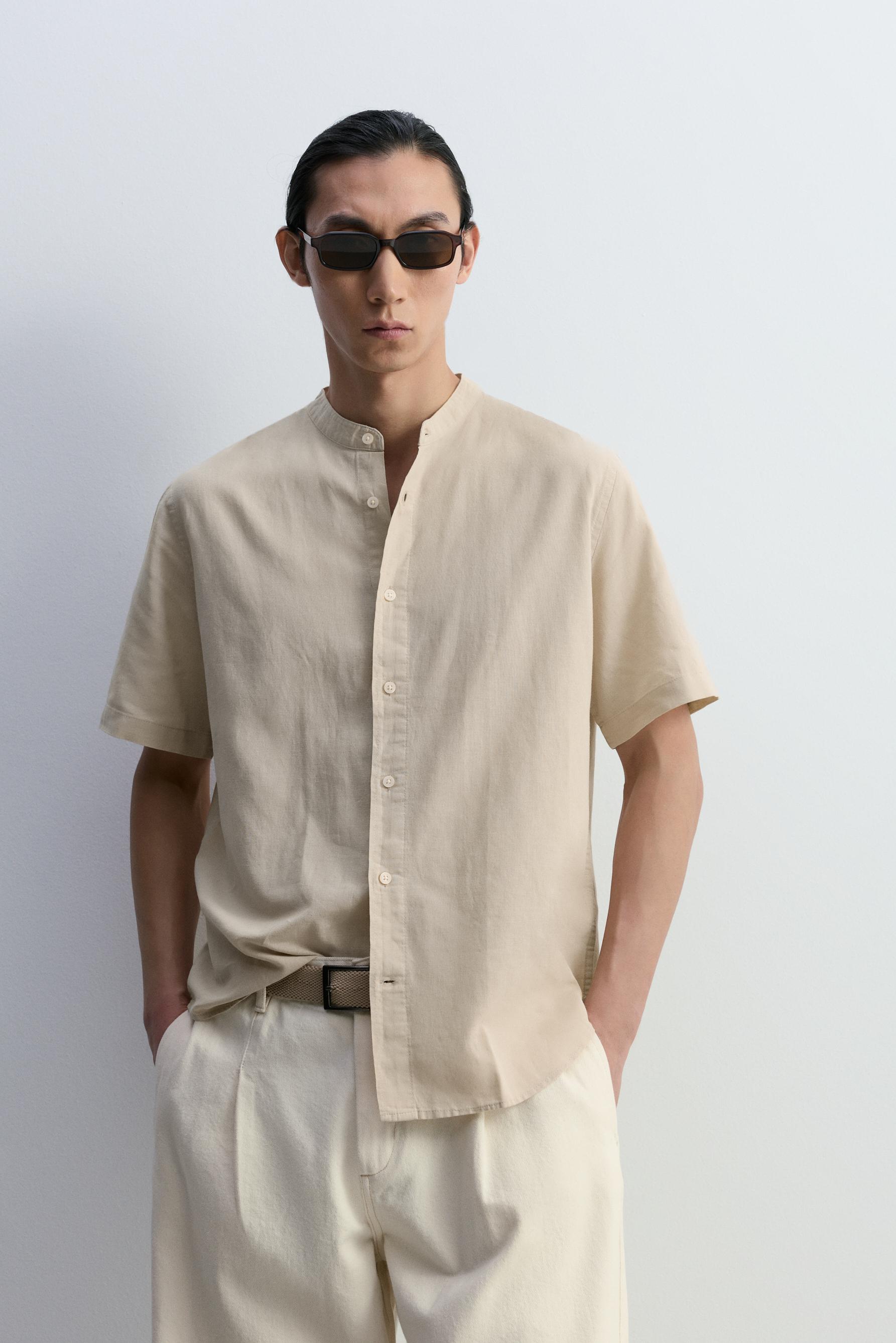 Camisa cuello mao lino - algodón