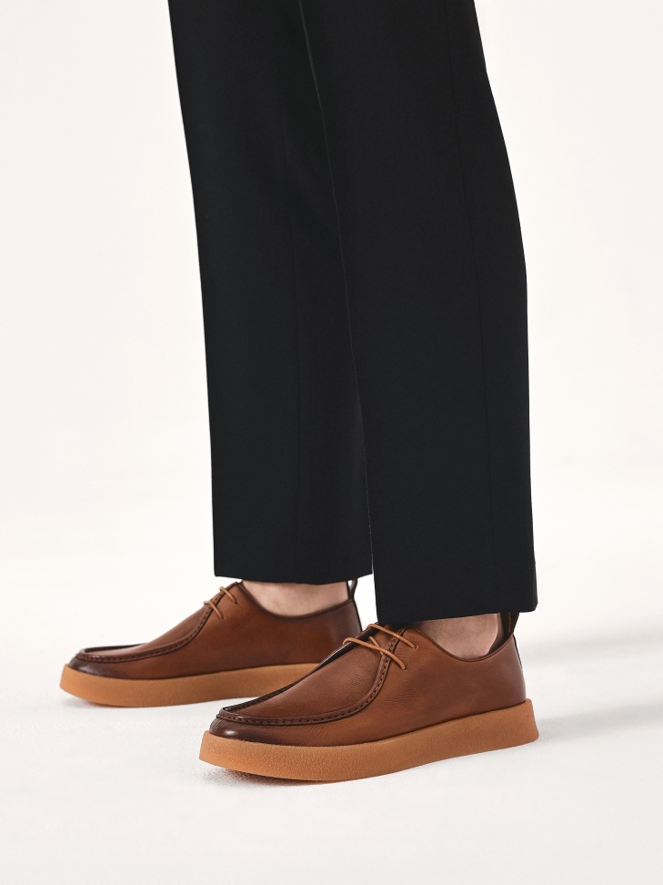 Brown natural leather sneakers