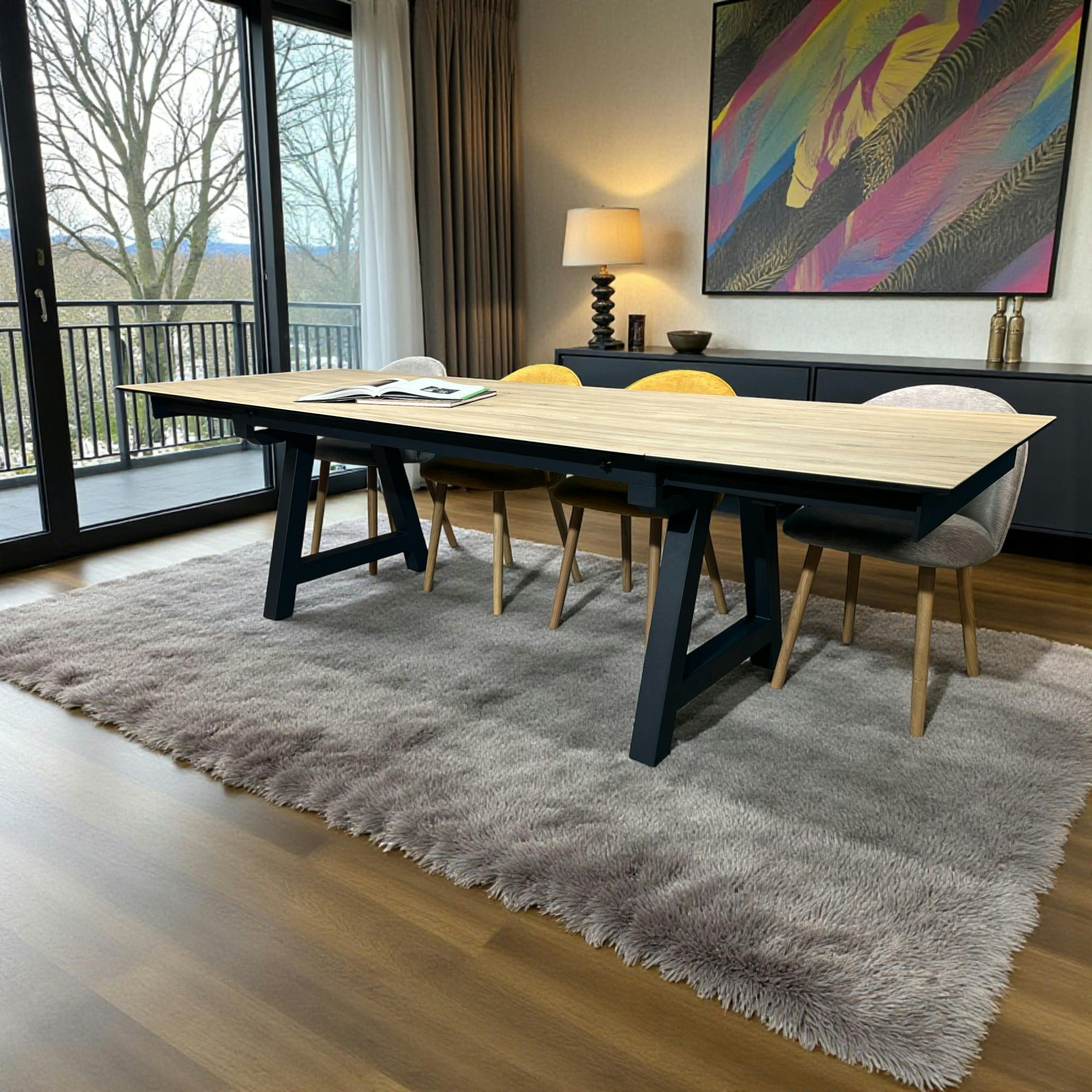 Table en céramique extensible effet bois 160-270 cm LOMBARDIE