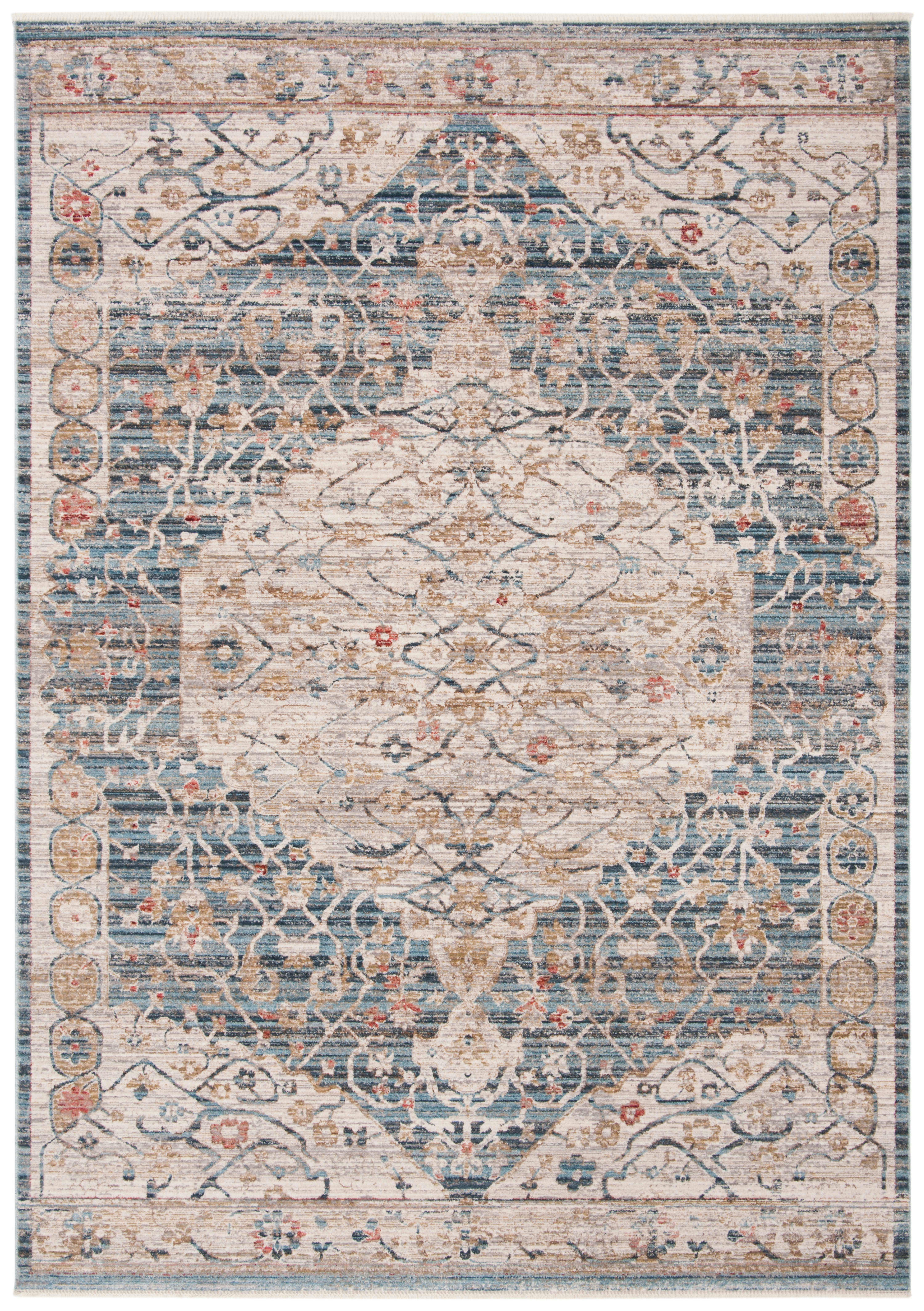 KENITRA - Tapis de salon interieur en bleu & ivoire, 91 x 152 cm