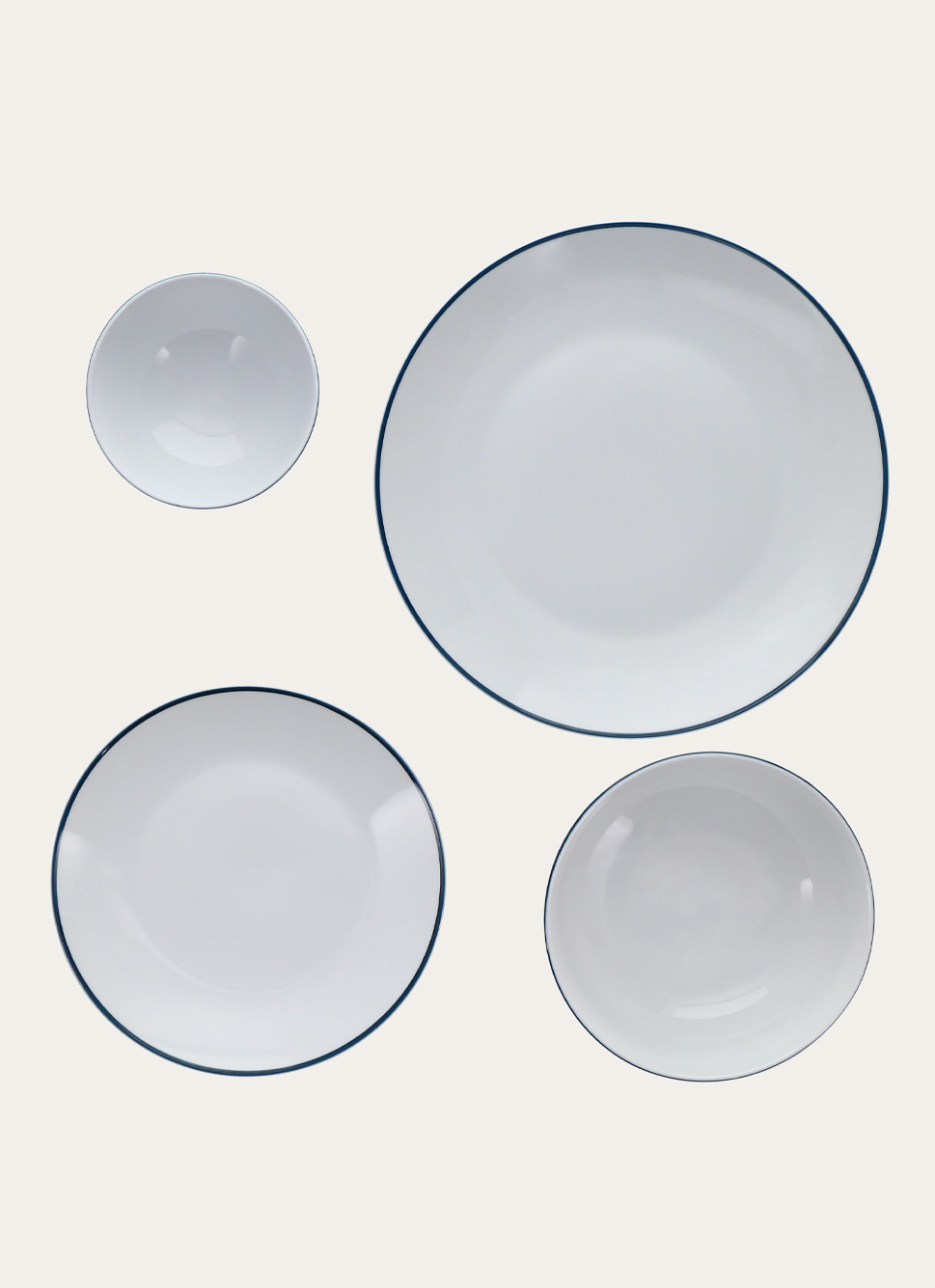 ASSIETTE DESSERT RAYURE TRANSAT BLANC / MARINE