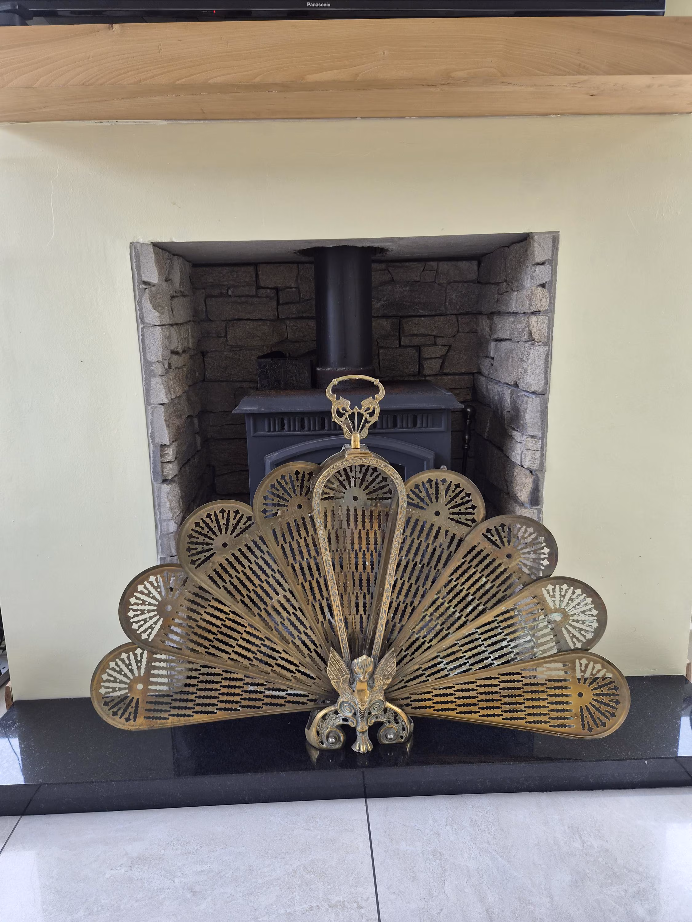 Antique vintage brass peacock fire screen/brass peacock fireguard/Griffin firescreen/peacock fan fireguard/fireplace screen