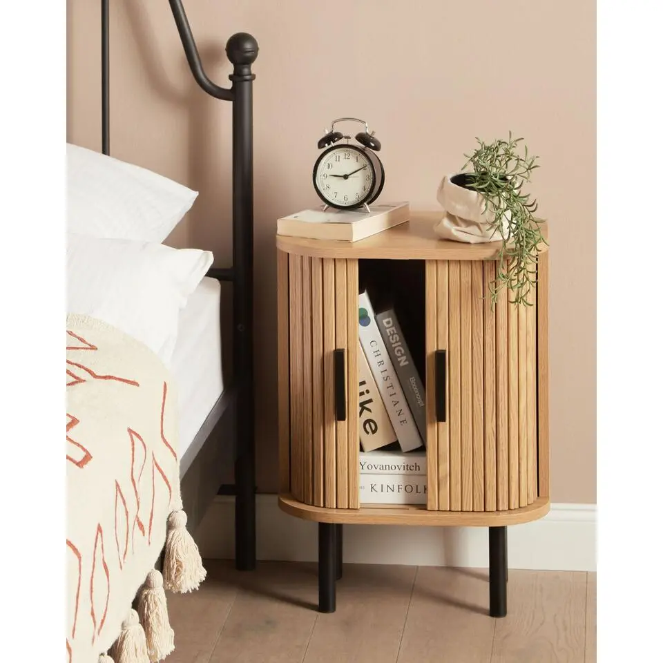 BRADLEY - Nachtkastje - Lichthout/Zwart - MDF