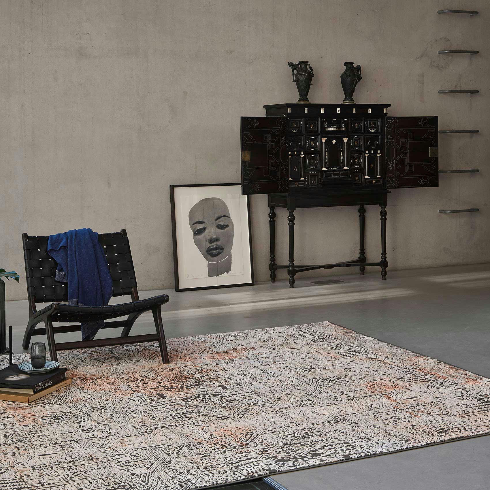 ROCOCO VINTAGE - Tapis tissé baroque vintage avec relief marron beige 225x160