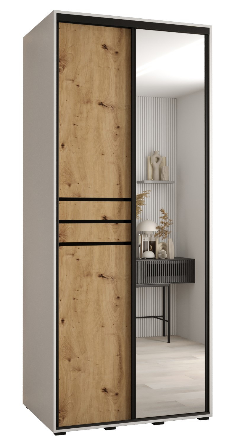 Szafa przesuwna 60 wysoka Davos 11 100 biały artisan czarny